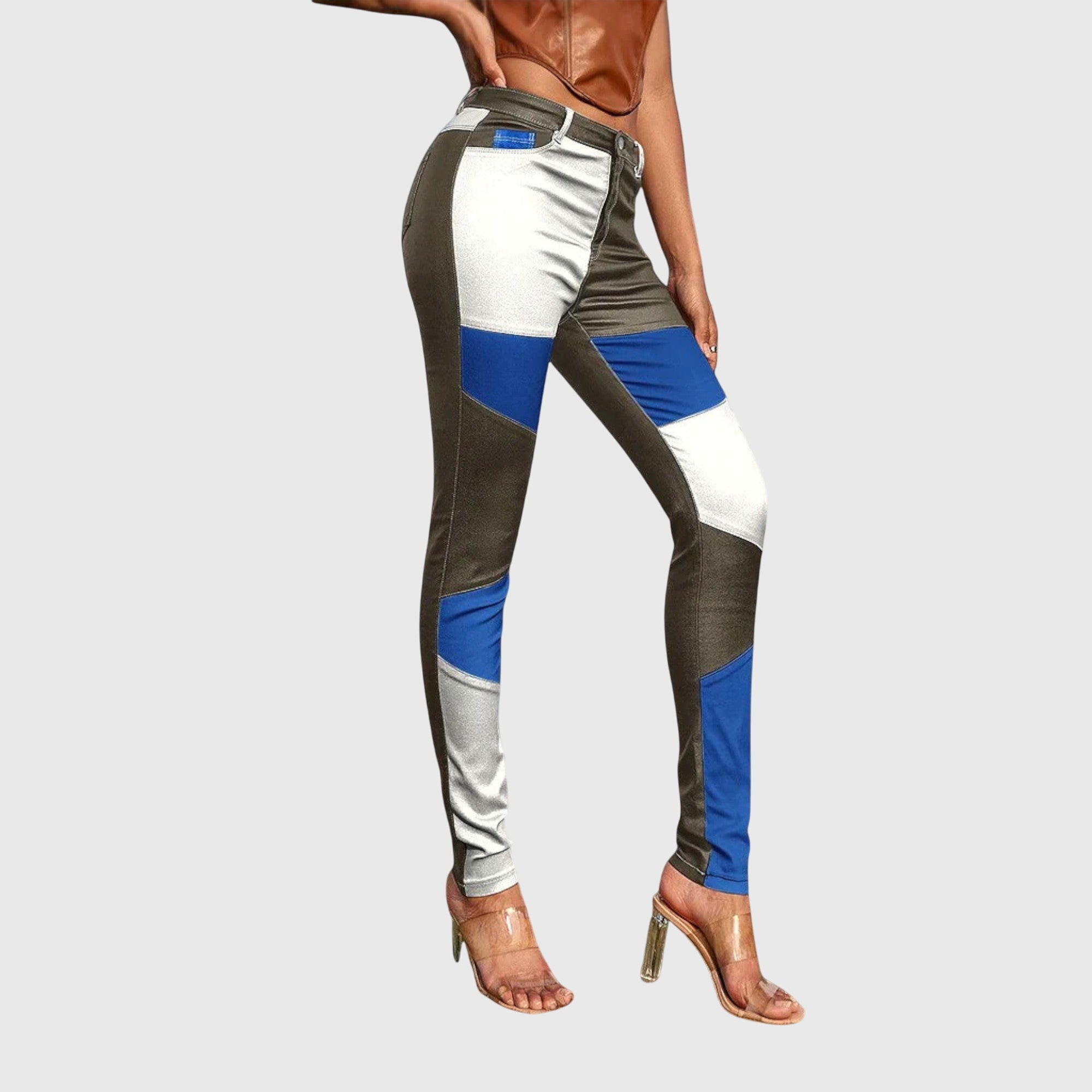 June | Tube Pants with Color Block Pattern